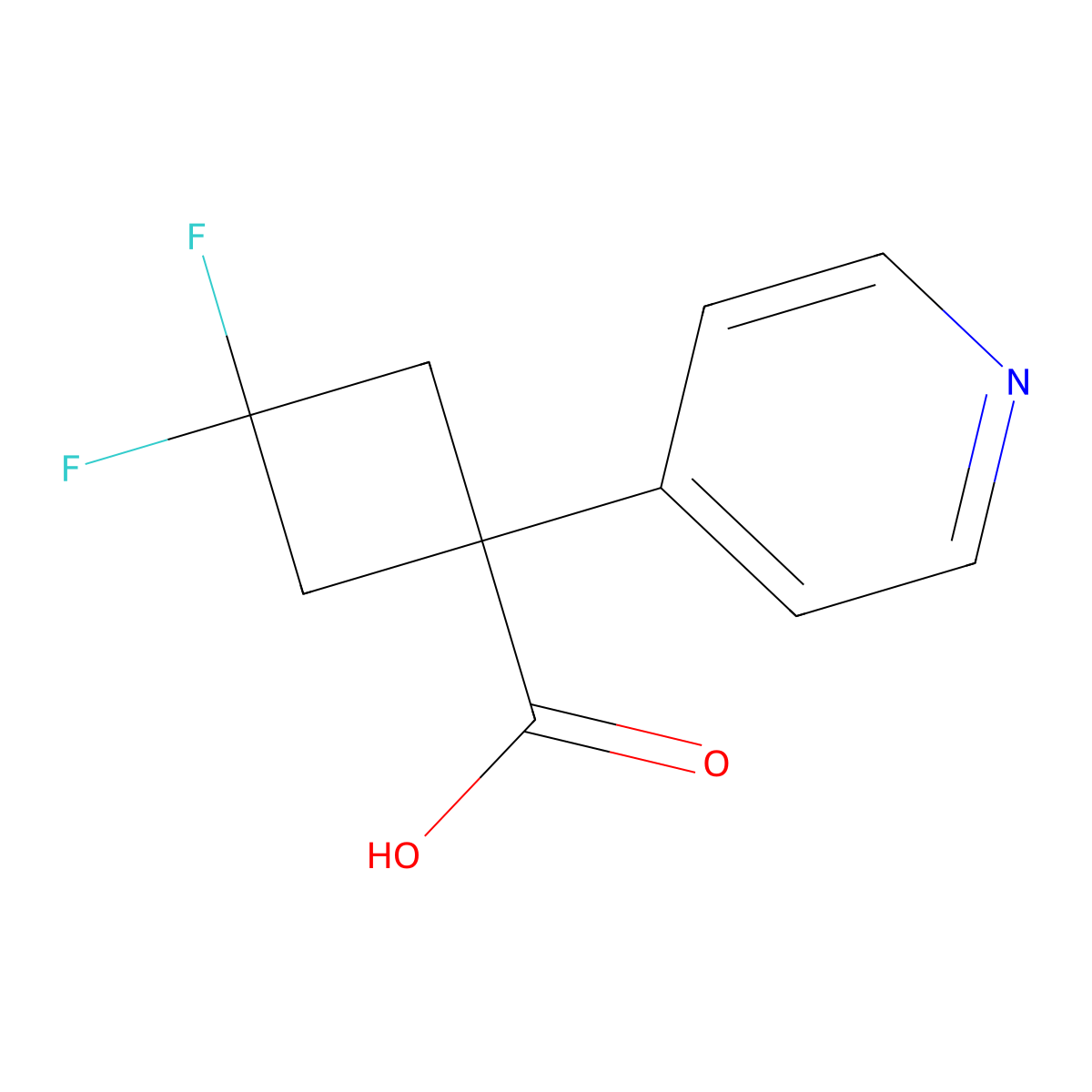 3,3-Difluoro-1-(pyridin-4-yl)cyclobutane-1-carboxylic acid molecular structure, CAS 2137536-66-2