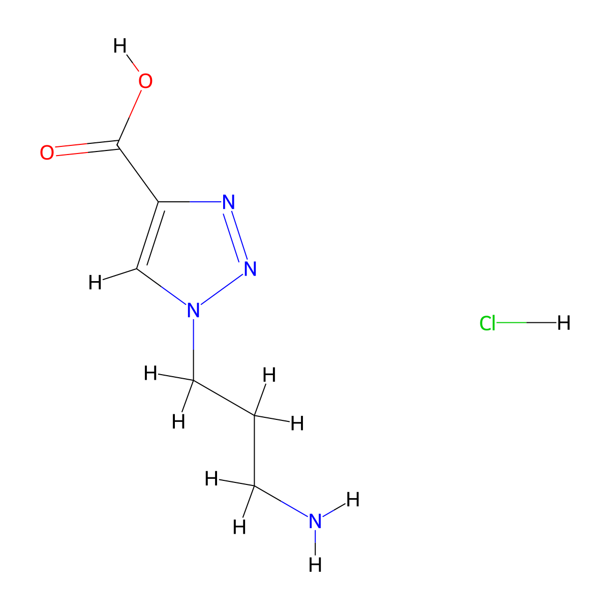 1-(3-aminopropyl)-1H-1,2,3-triazole-4-carboxylic acid hydrochloride molecular structure, CAS 2137536-76-4