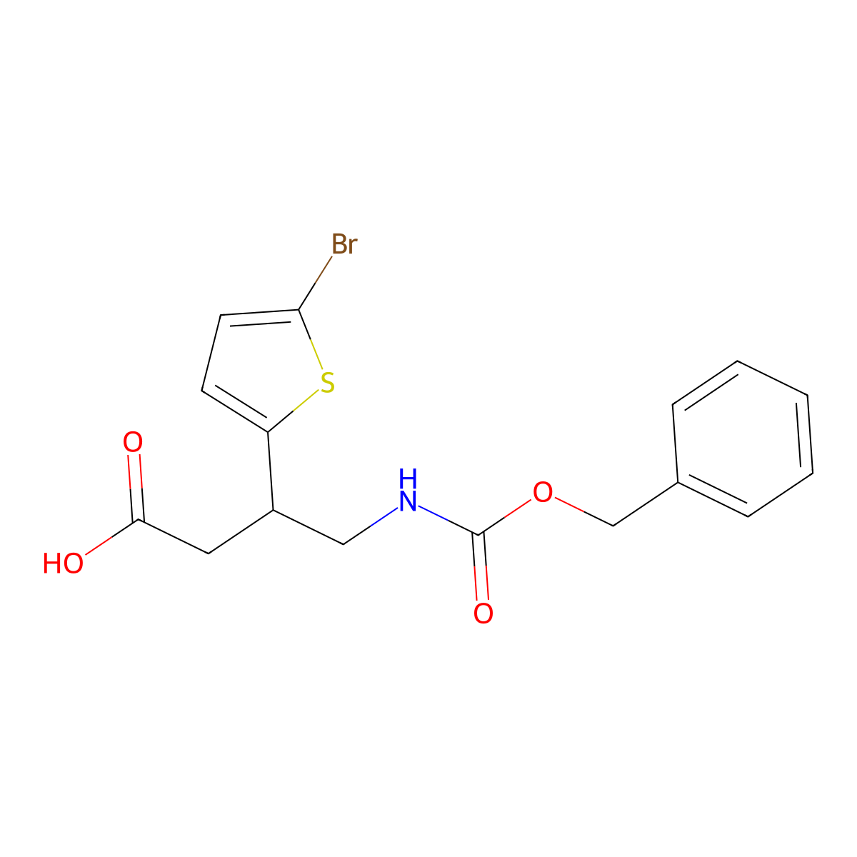 4-{[(Benzyloxy)carbonyl]amino}-3-(5-bromothiophen-2-yl)butanoic acid molecular structure, CAS 2137537-10-9