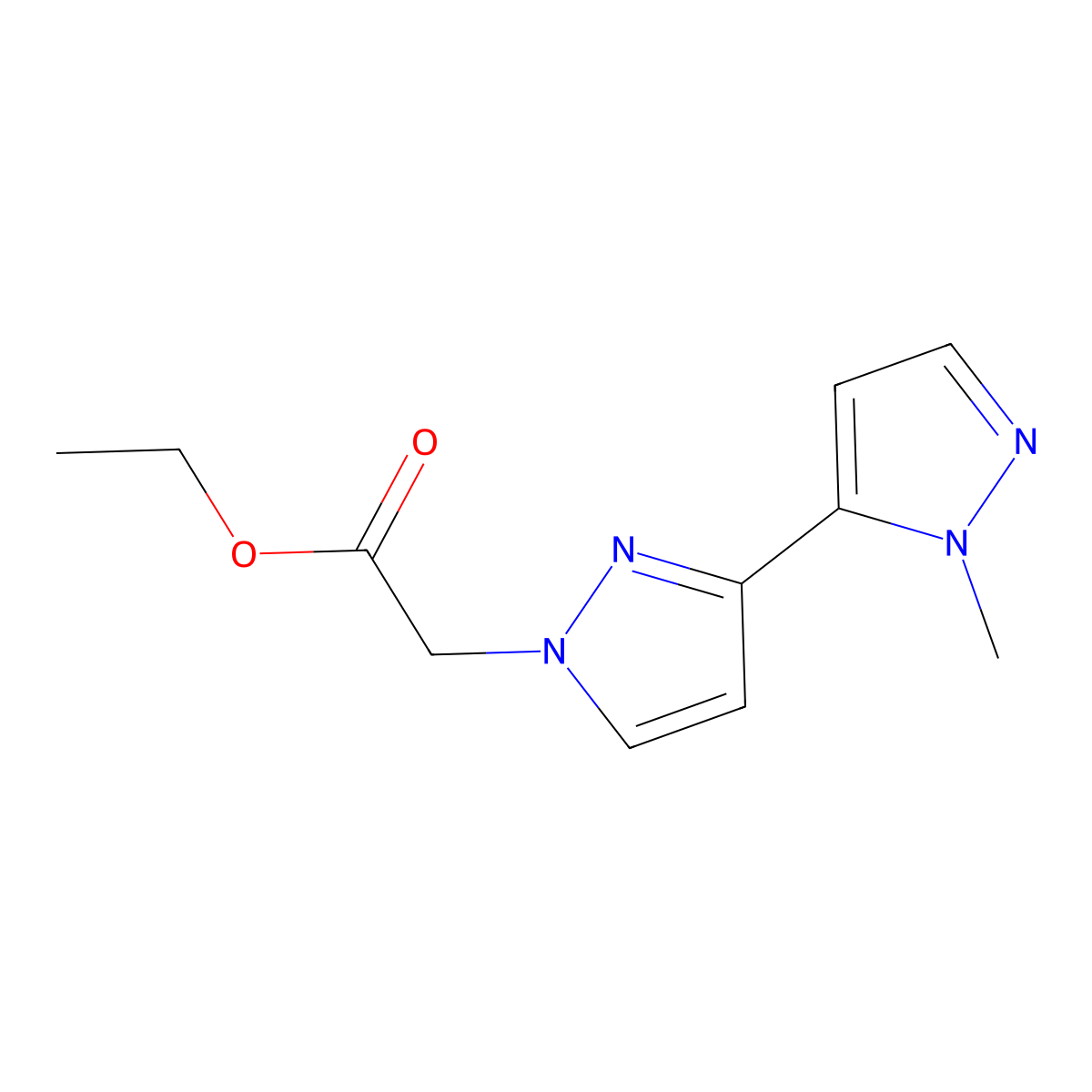 ethyl 2-[3-(1-methyl-1H-pyrazol-5-yl)-1H-pyrazol-1-yl]acetate molecular structure, CAS 2137537-98-3