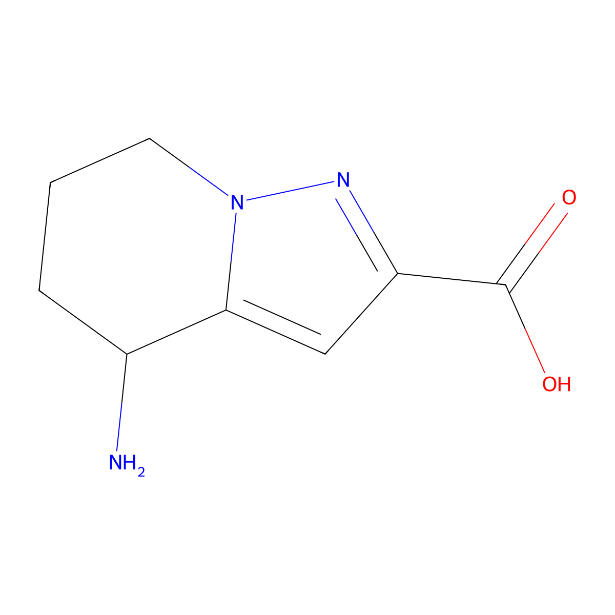4-amino-4H,5H,6H,7H-pyrazolo[1,5-a]pyridine-2-carboxylic acid molecular structure, CAS 2137538-86-2