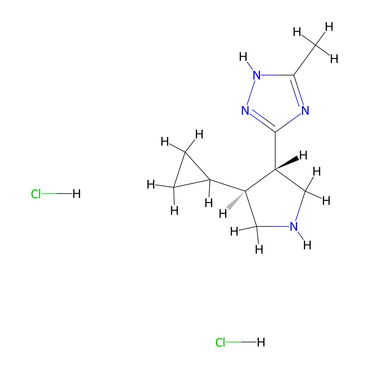 rac-5-[(3R,4R)-4-cyclopropylpyrrolidin-3-yl]-3-methyl-1H-1,2,4-triazole dihydrochloride molecular structure, CAS 2137539-17-2
