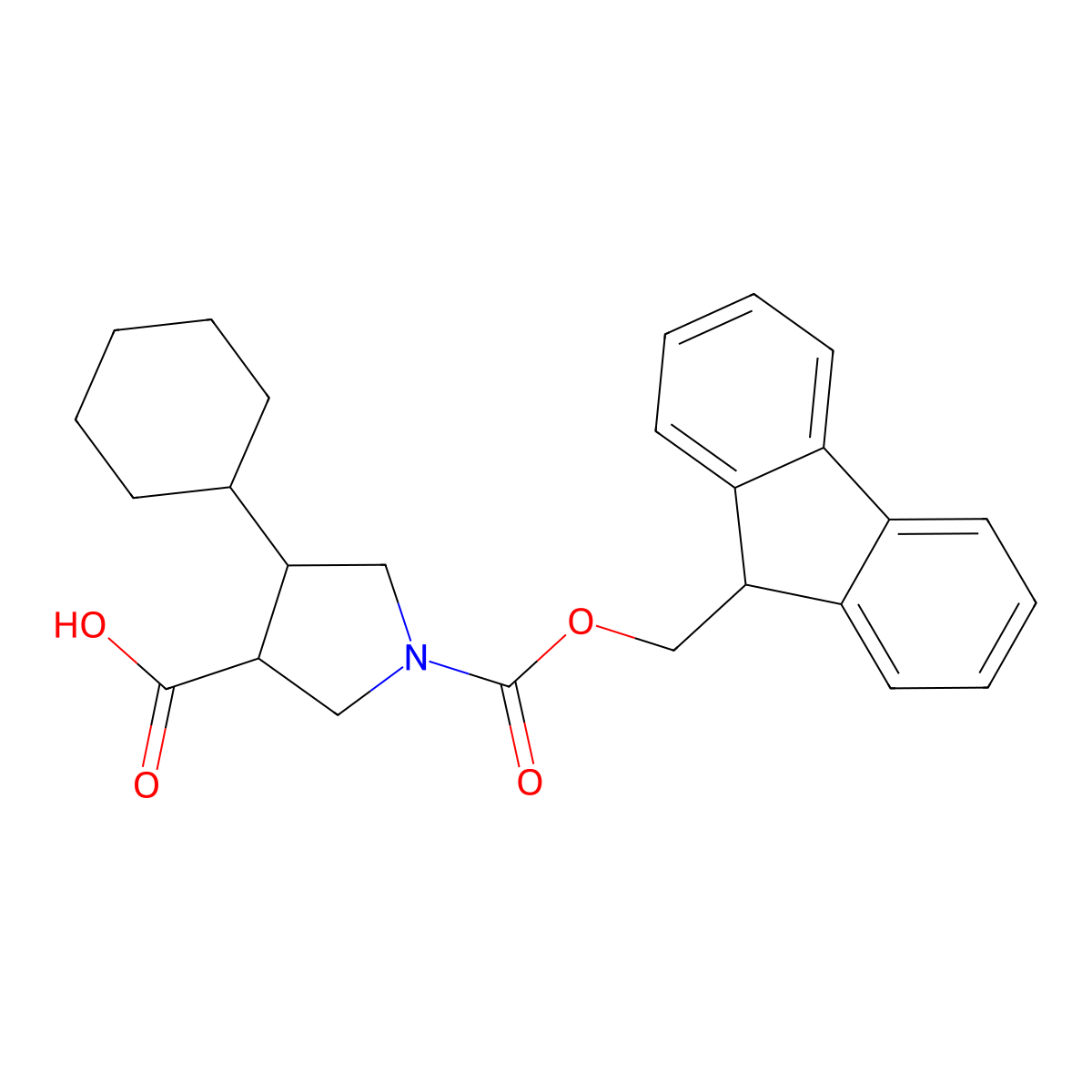 4-cyclohexyl-1-{[(9H-fluoren-9-yl)methoxy]carbonyl}pyrrolidine-3-carboxylic acid molecular structure, CAS 2137539-19-4