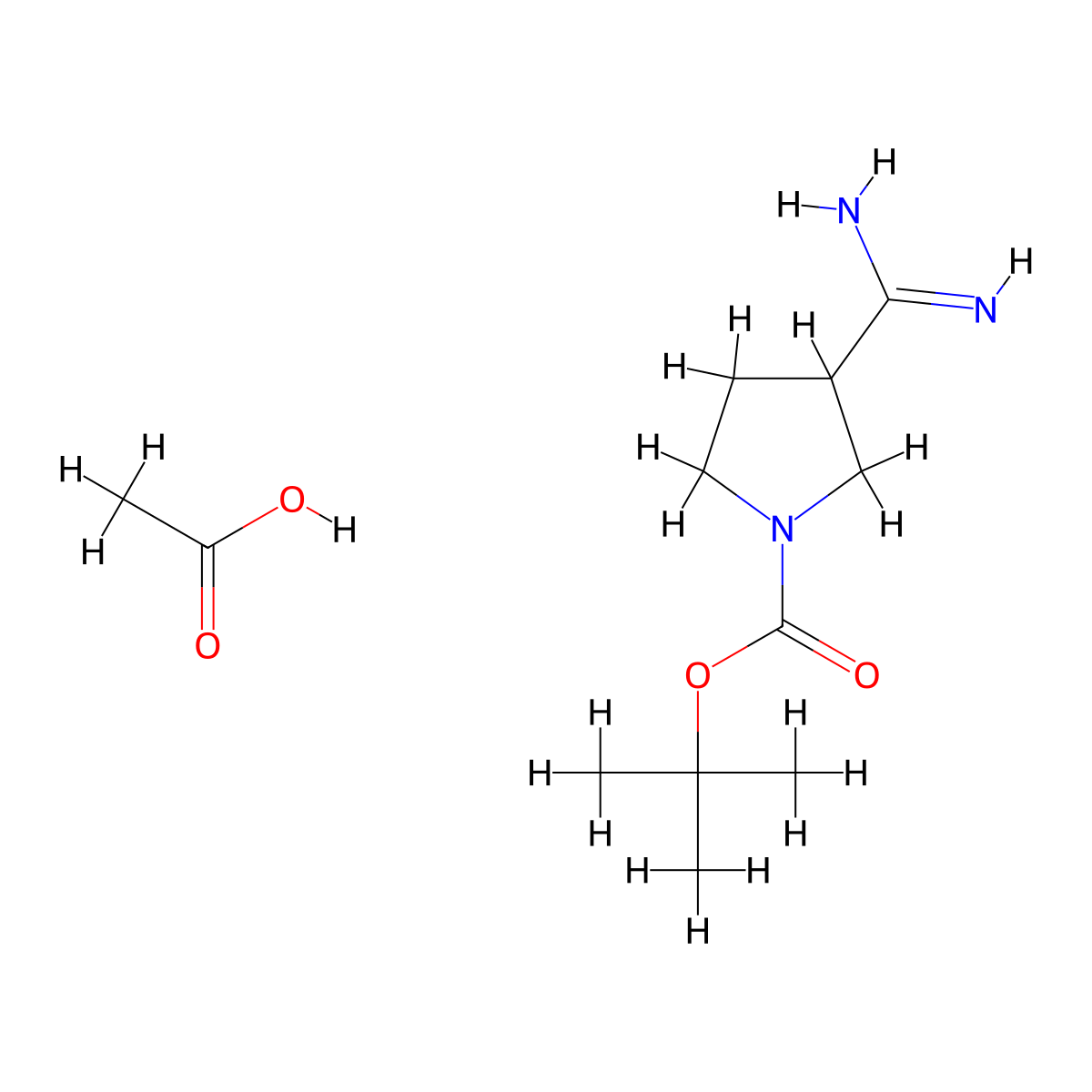 Acetic acid, tert-butyl 3-carbamimidoylpyrrolidine-1-carboxylate molecular structure, CAS 2137539-38-7