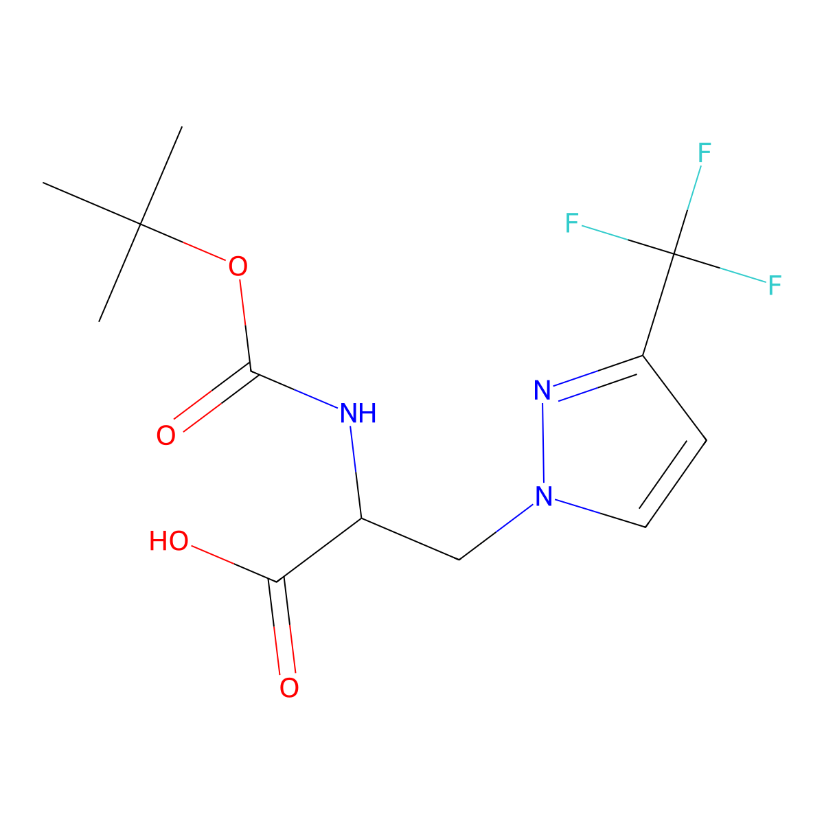 2-{[(tert-butoxy)carbonyl]amino}-3-[3-(trifluoromethyl)-1H-pyrazol-1-yl]propanoic acid molecular structure, CAS 2137539-70-7