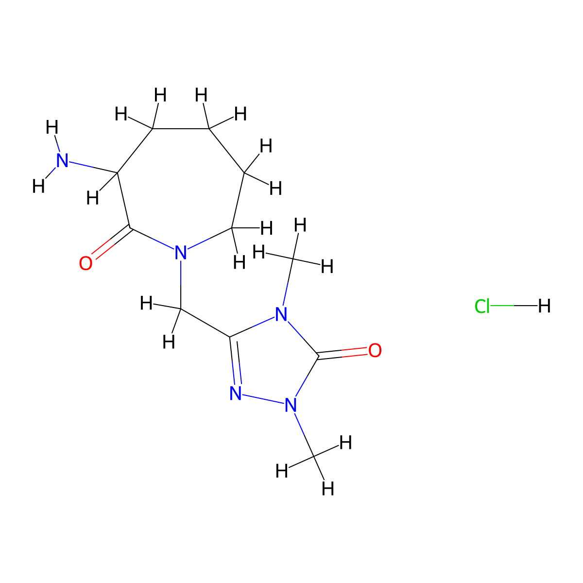 3-amino-1-((1,4-dimethyl-5-oxo-4,5-dihydro-1H-1,2,4-triazol-3-yl)methyl)azepan-2-one hydrochloride molecular structure, CAS 2137539-84-3