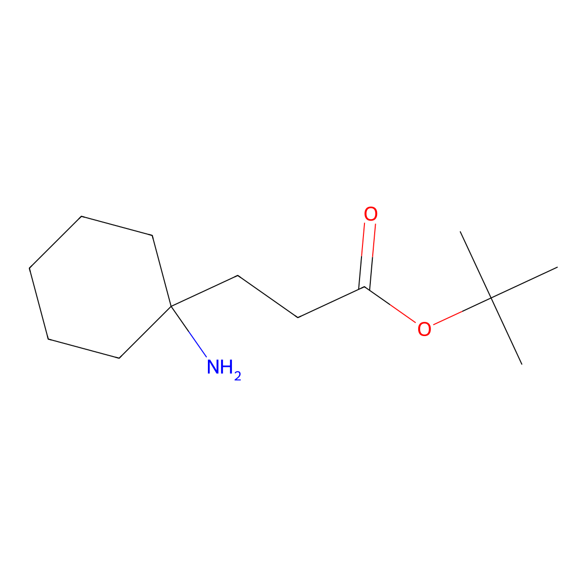 Tert-butyl 3-(1-aminocyclohexyl)propanoate molecular structure, CAS 2137541-10-5