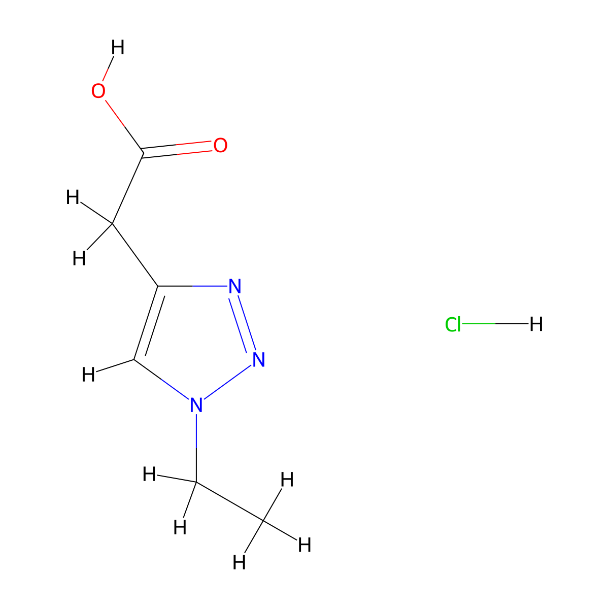2-(1-ethyl-1H-1,2,3-triazol-4-yl)acetic acid hydrochloride molecular structure, CAS 2137541-90-1