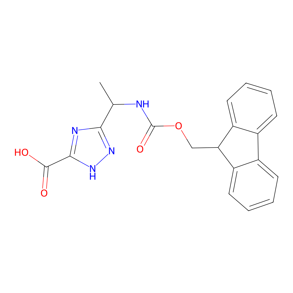 3-[1-({[(9H-fluoren-9-yl)methoxy]carbonyl}amino)ethyl]-1H-1,2,4-triazole-5-carboxylic acid molecular structure, CAS 2137545-32-3