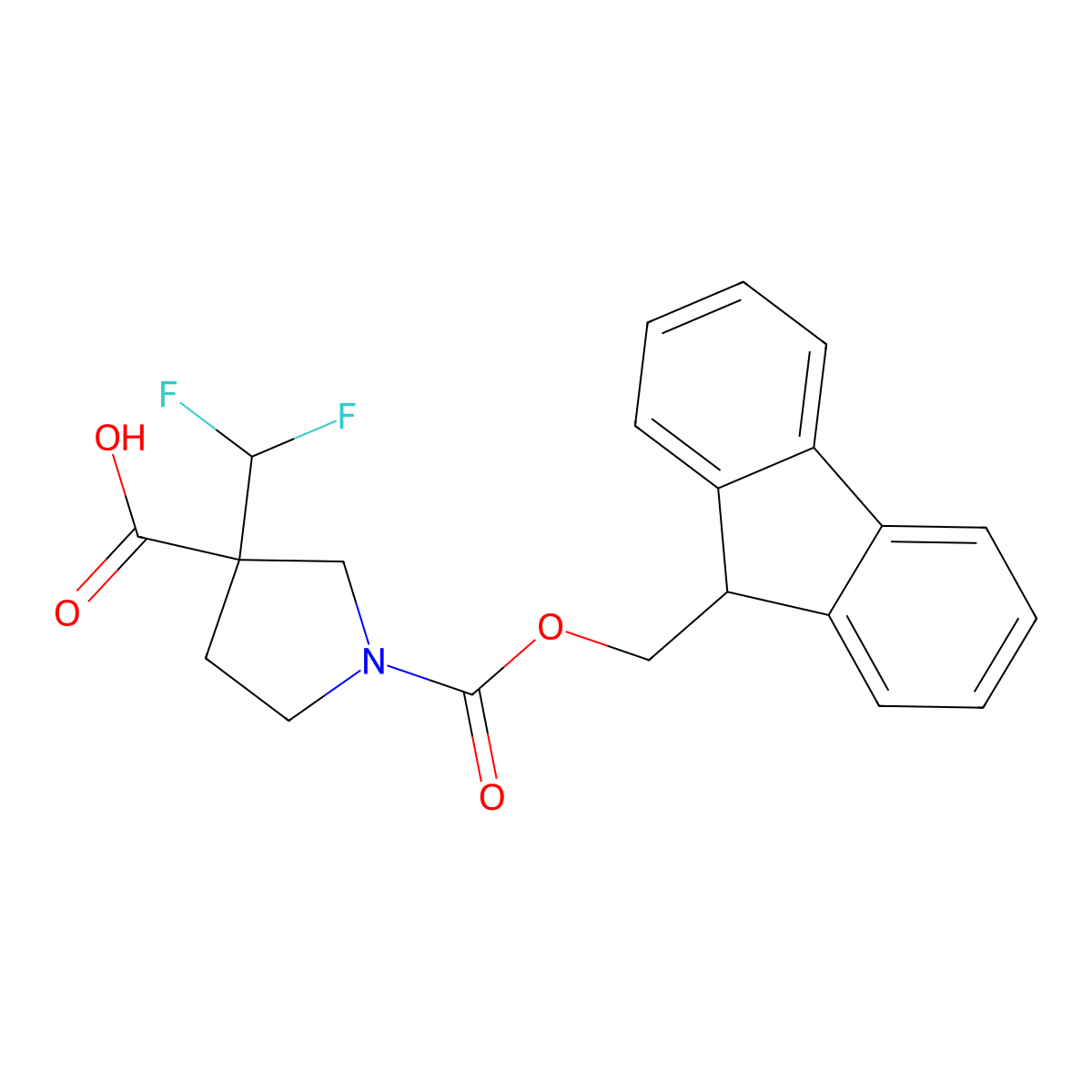 3-(difluoromethyl)-1-{[(9H-fluoren-9-yl)methoxy]carbonyl}pyrrolidine-3-carboxylic acid molecular structure, CAS 2137545-77-6