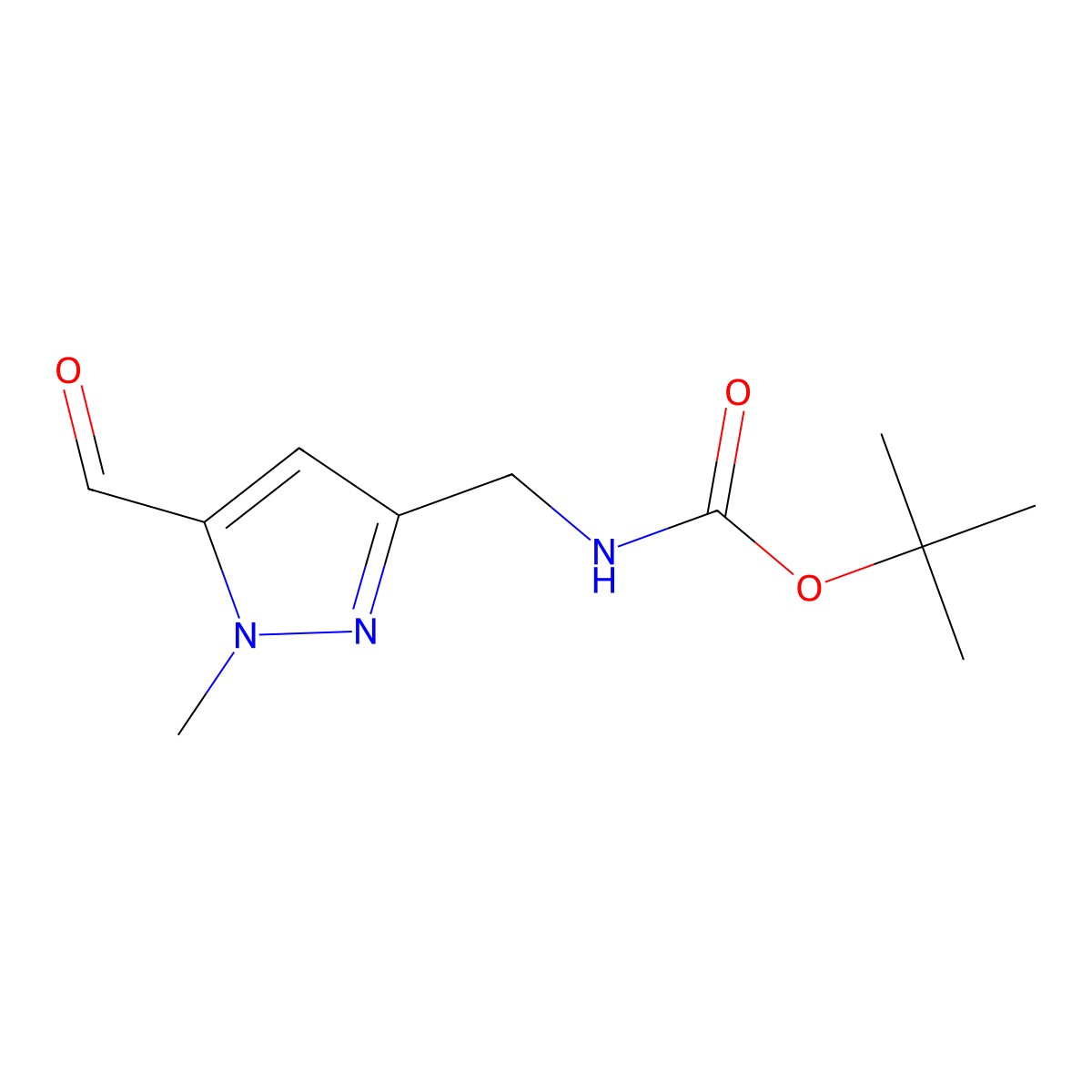 tert-butyl N-[(5-formyl-1-methyl-1H-pyrazol-3-yl)methyl]carbamate molecular structure, CAS 2137545-79-8
