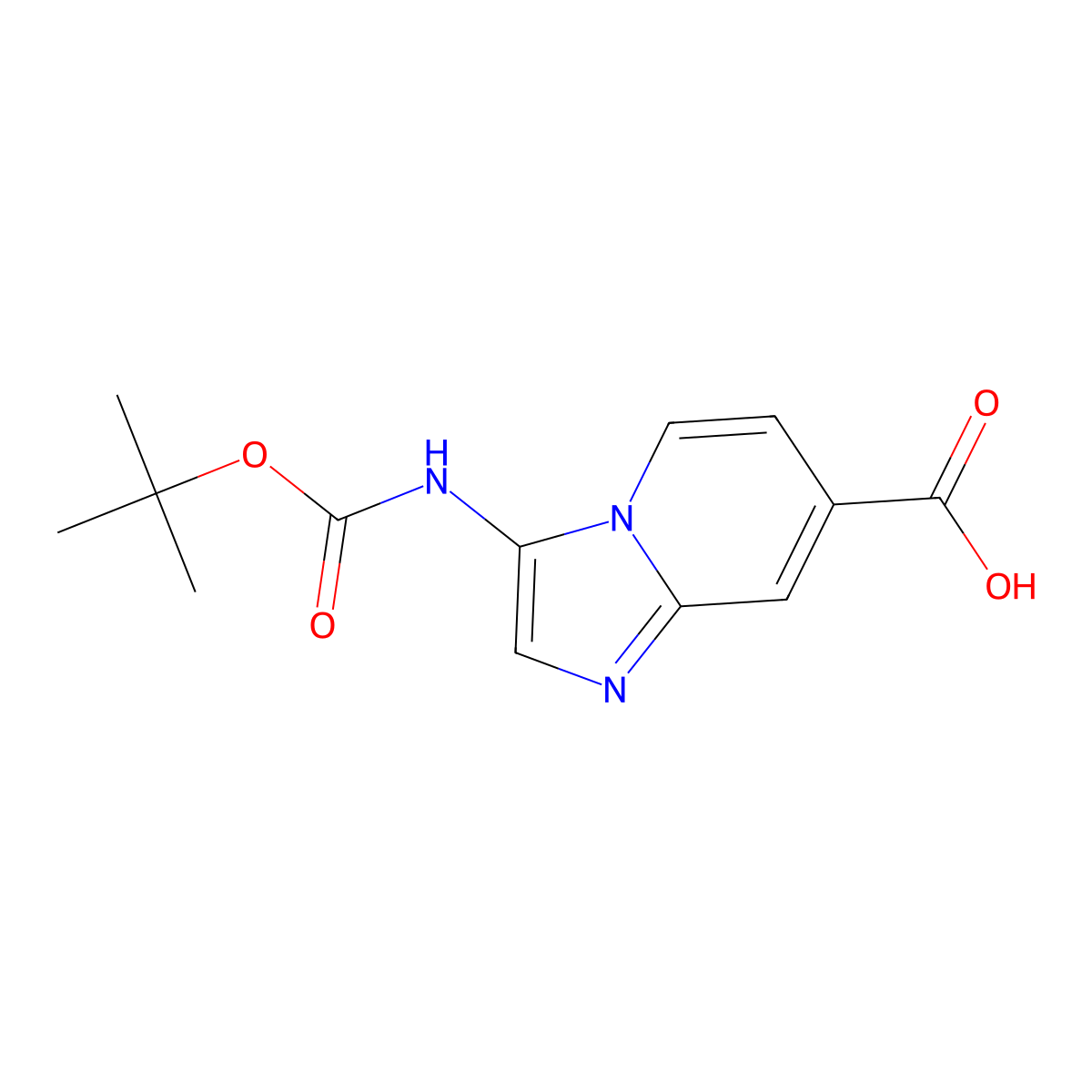 3-{[(Tert-butoxy)carbonyl]amino}imidazo[1,2-a]pyridine-7-carboxylic acid molecular structure, CAS 2137546-93-9