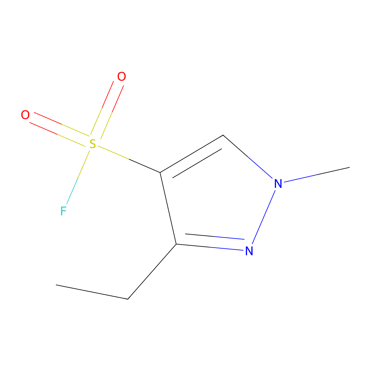 3-ethyl-1-methyl-1H-pyrazole-4-sulfonyl fluoride molecular structure, CAS 2137547-60-3