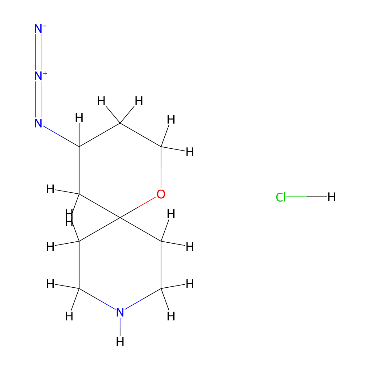 4-Azido-1-oxa-9-azaspiro(5.5)undecane hydrochloride molecular structure, CAS 2137548-06-0