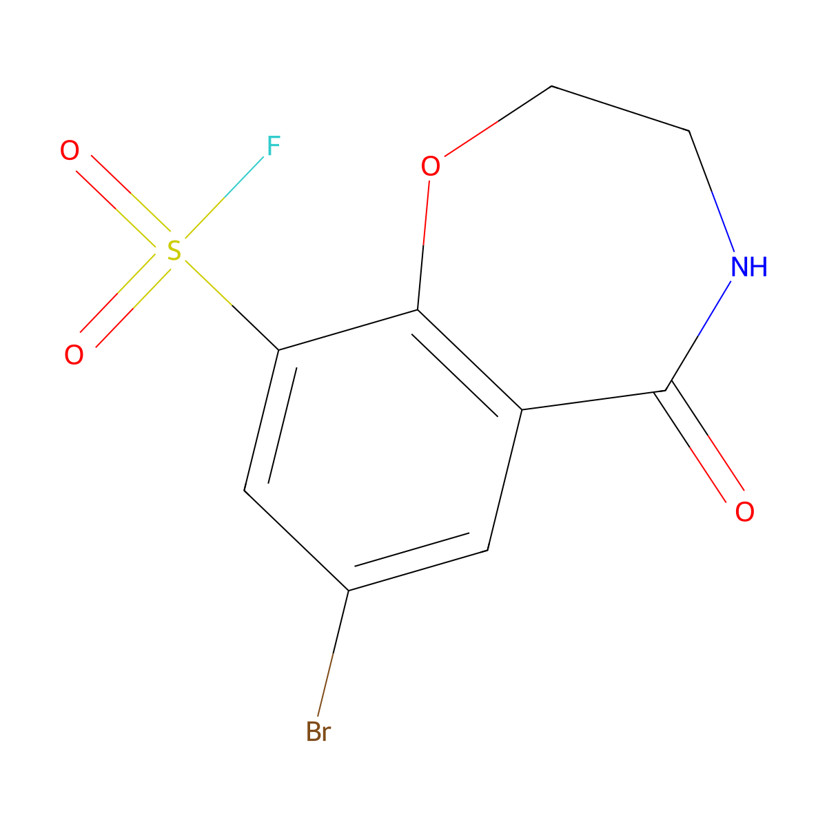 7-Bromo-5-oxo-2,3,4,5-tetrahydro-1,4-benzoxazepine-9-sulfonyl fluoride molecular structure, CAS 2137548-28-6
