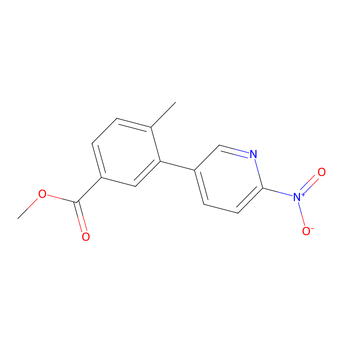 Methyl 4-methyl-3-(6-nitropyridin-3-yl)benzoate molecular structure, CAS 2137548-92-4