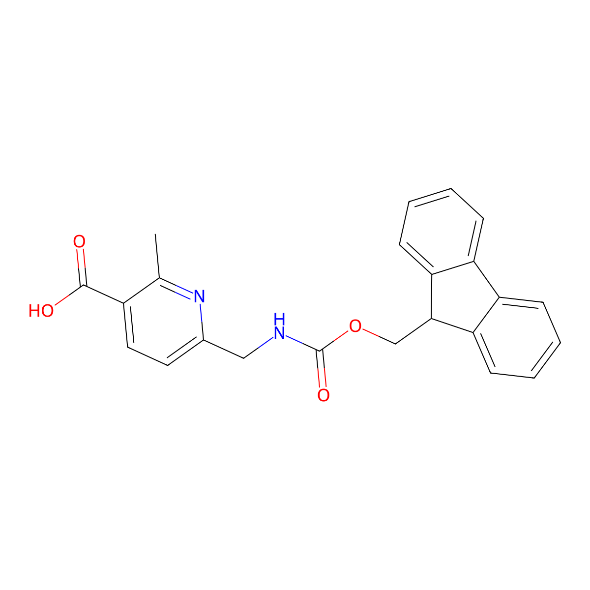 6-(((((9H-fluoren-9-yl)methoxy)carbonyl)amino)methyl)-2-methylpyridine-3-carboxylic acid molecular structure, CAS 2137550-39-9