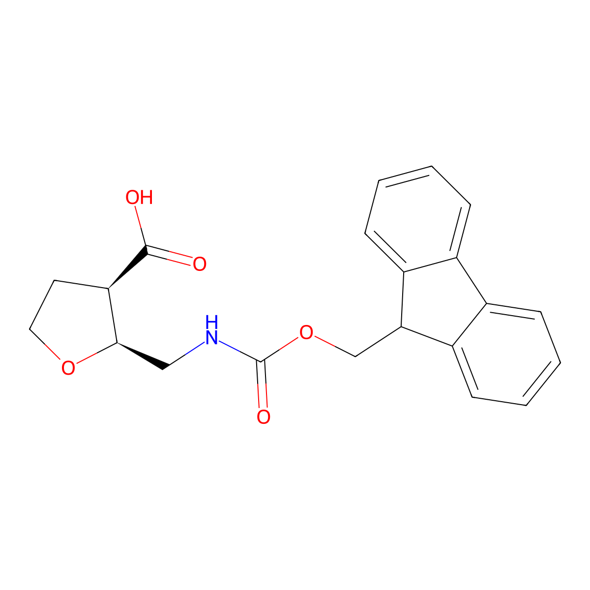 rac-(2R,3S)-2-[({[(9H-fluoren-9-yl)methoxy]carbonyl}amino)methyl]oxolane-3-carboxylic acid molecular structure, CAS 2137550-53-7
