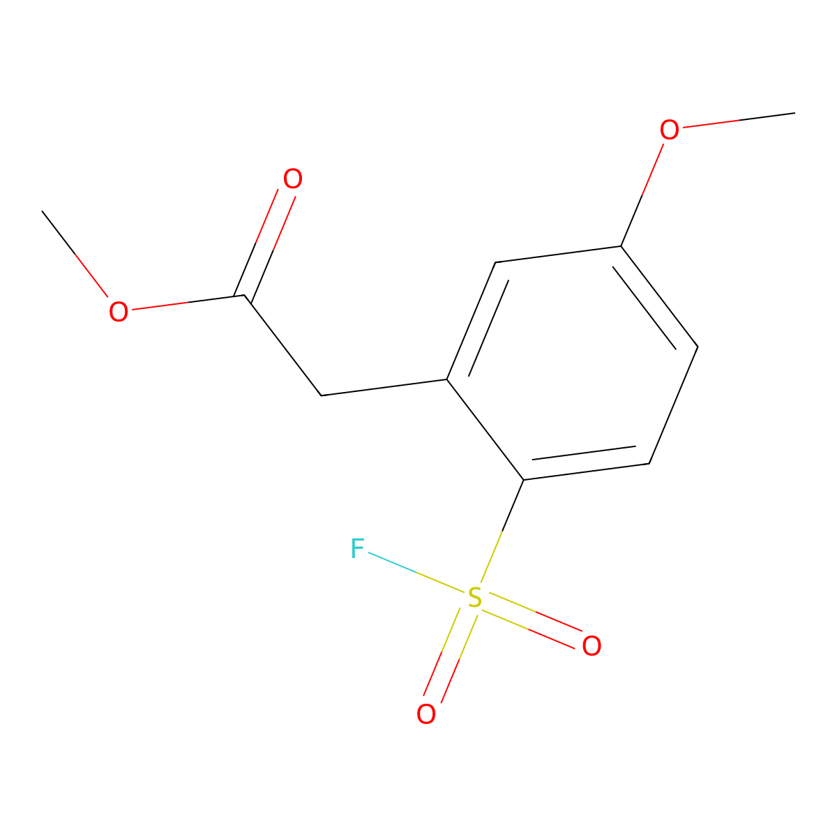 Methyl 2-[2-(fluorosulfonyl)-5-methoxyphenyl]acetate molecular structure, CAS 2137552-00-0