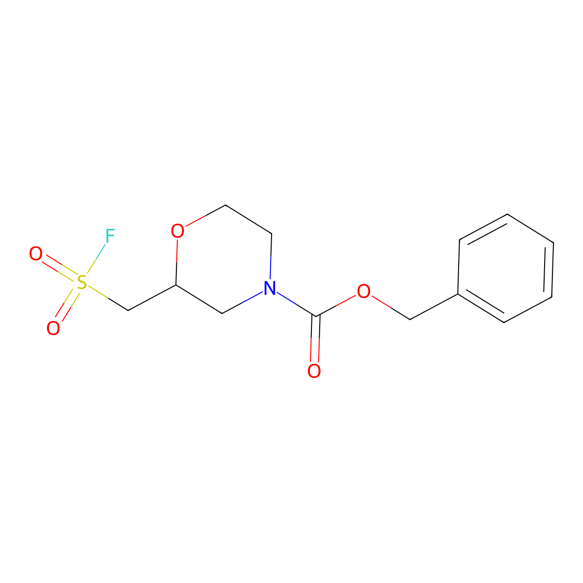 Benzyl 2-[(fluorosulfonyl)methyl]morpholine-4-carboxylate molecular structure, CAS 2137552-14-6