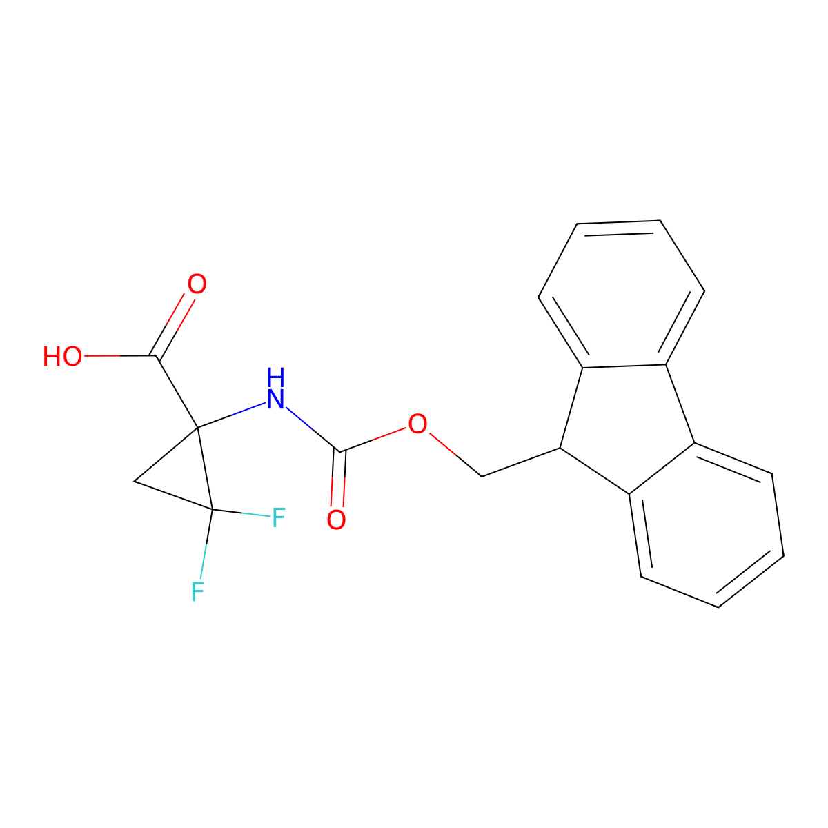 1-({[(9H-fluoren-9-yl)methoxy]carbonyl}amino)-2,2-difluorocyclopropane-1-carboxylic acid molecular structure, CAS 2137554-09-5