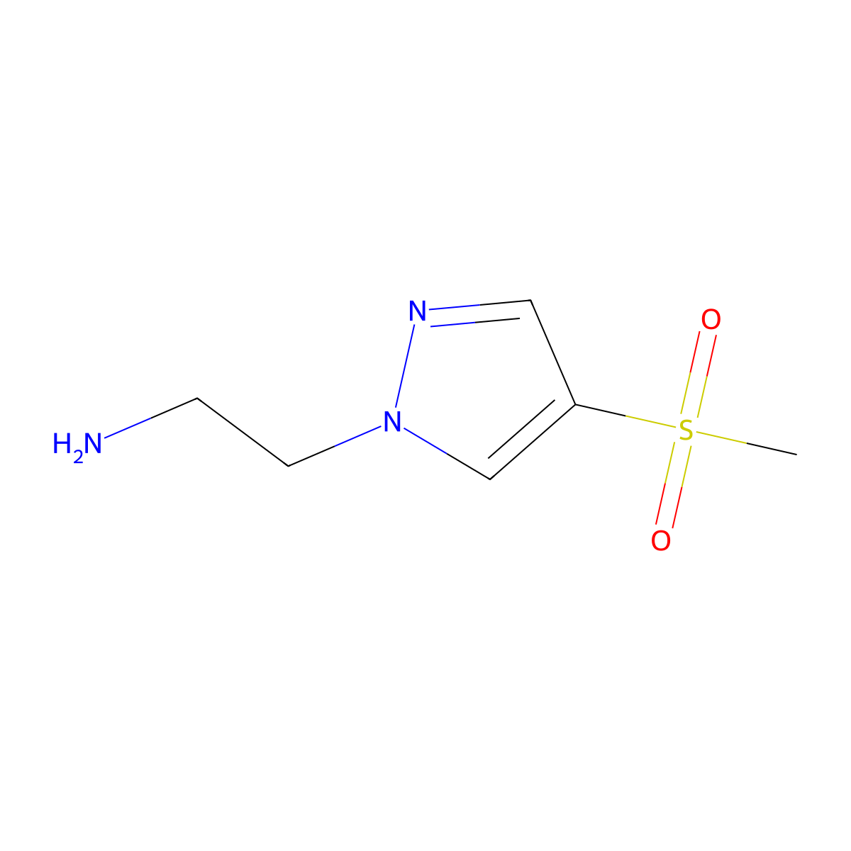2-(4-methanesulfonyl-1H-pyrazol-1-yl)ethan-1-amine molecular structure, CAS 2137558-69-9