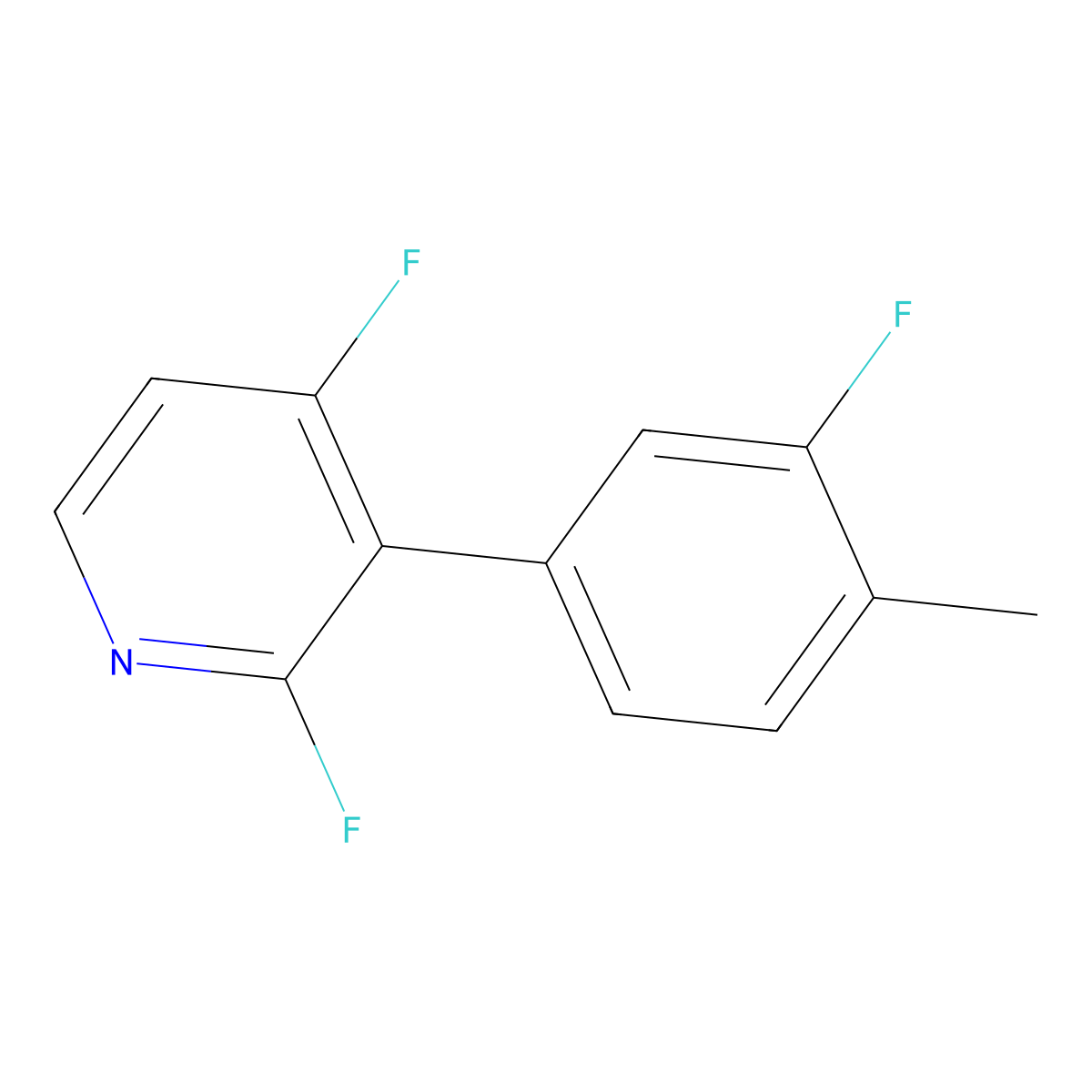 2,4-Difluoro-3-(3-fluoro-4-methylphenyl)pyridine molecular structure, CAS 2137559-04-5