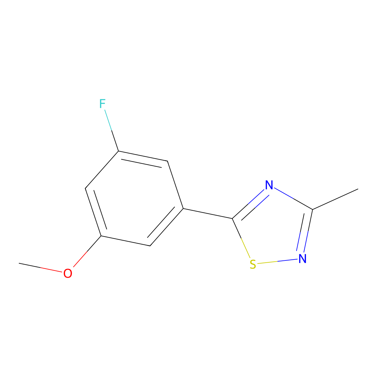 5-(3-Fluoro-5-methoxyphenyl)-3-methyl-1,2,4-thiadiazole molecular structure, CAS 2137559-10-3