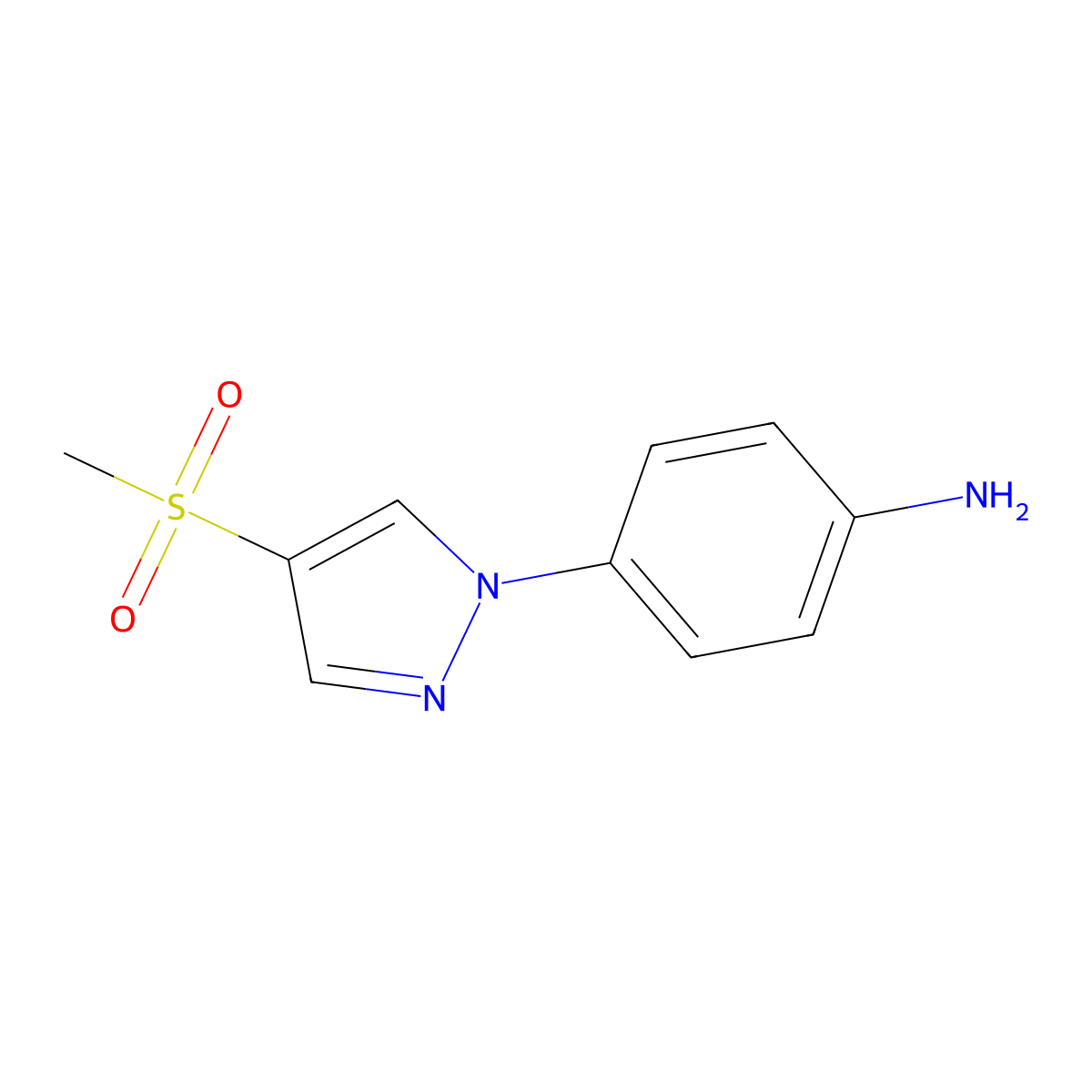 4-(4-methanesulfonyl-1H-pyrazol-1-yl)aniline molecular structure, CAS 2137560-32-6