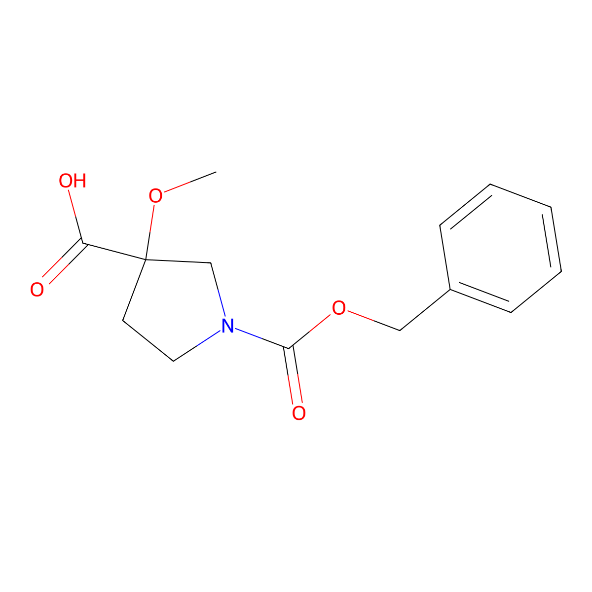 1-[(Benzyloxy)carbonyl]-3-methoxypyrrolidine-3-carboxylic acid molecular structure, CAS 2137560-45-1