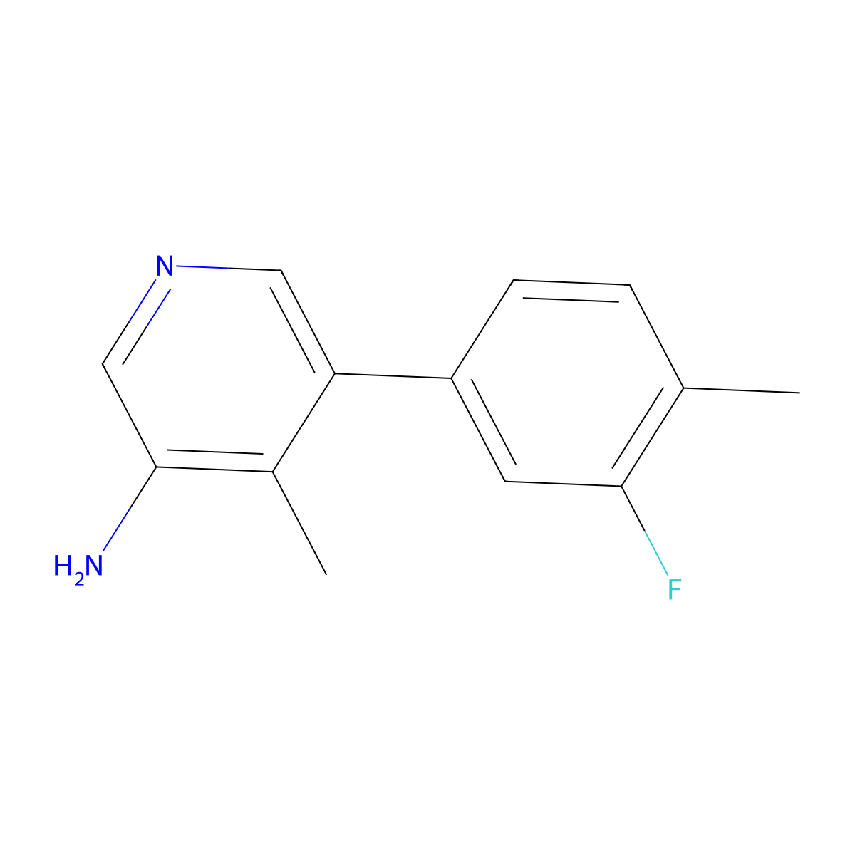5-(3-Fluoro-4-methylphenyl)-4-methylpyridin-3-amine molecular structure, CAS 2137561-15-8