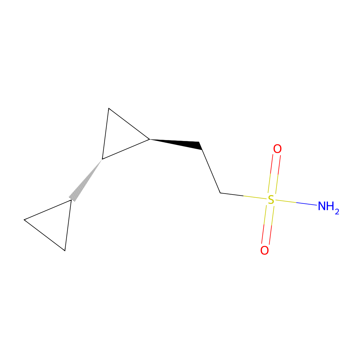 rac-2-[(1R,2R)-2-cyclopropylcyclopropyl]ethane-1-sulfonamide molecular structure, CAS 2137561-26-1