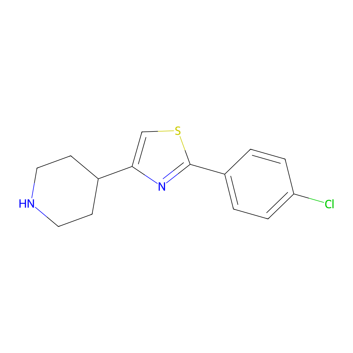 4-(2-(4-Chlorophenyl)-1,3-thiazol-4-yl)piperidine molecular structure, CAS 2137561-27-2