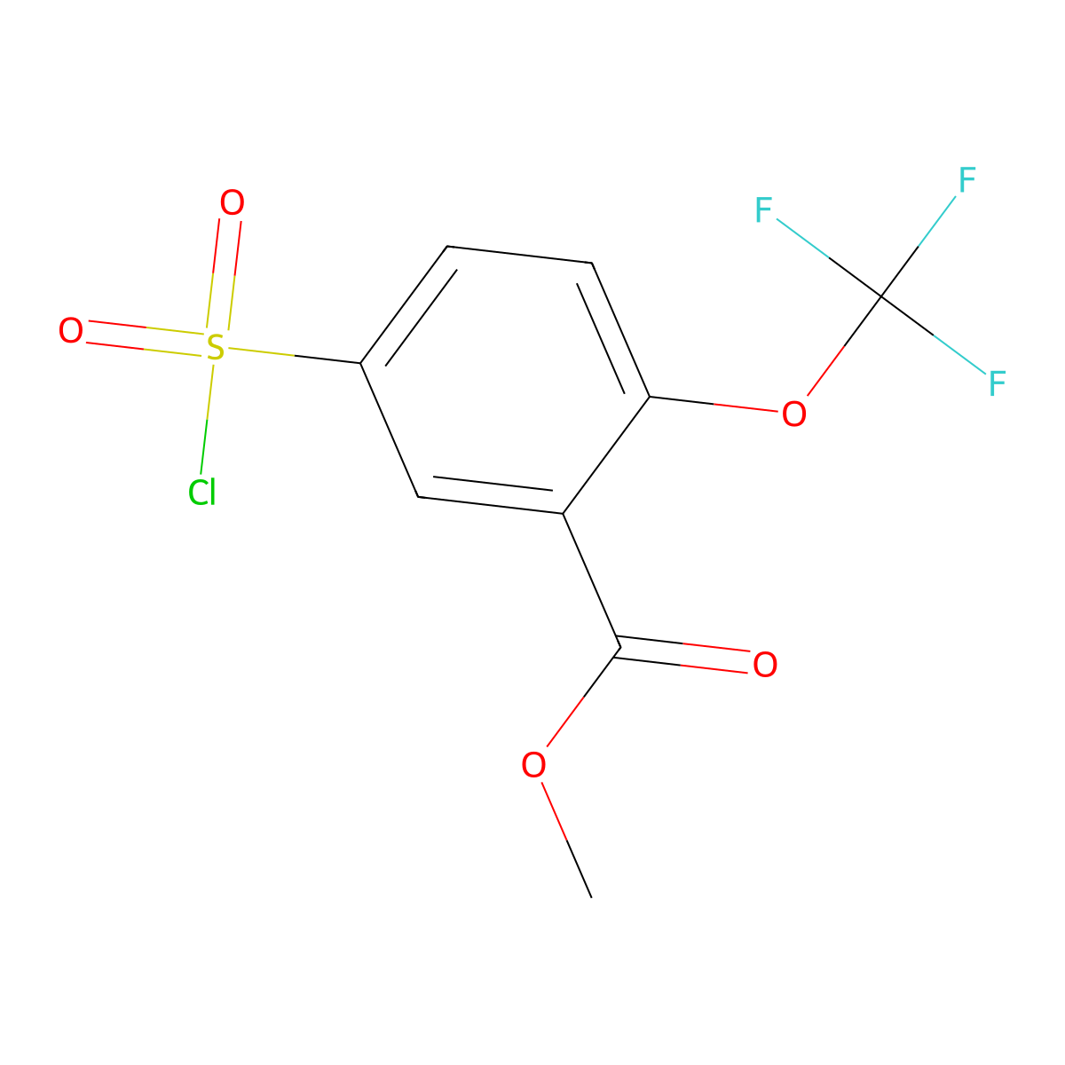 Methyl 5-(chlorosulfonyl)-2-(trifluoromethoxy)benzoate molecular structure, CAS 2137562-31-1