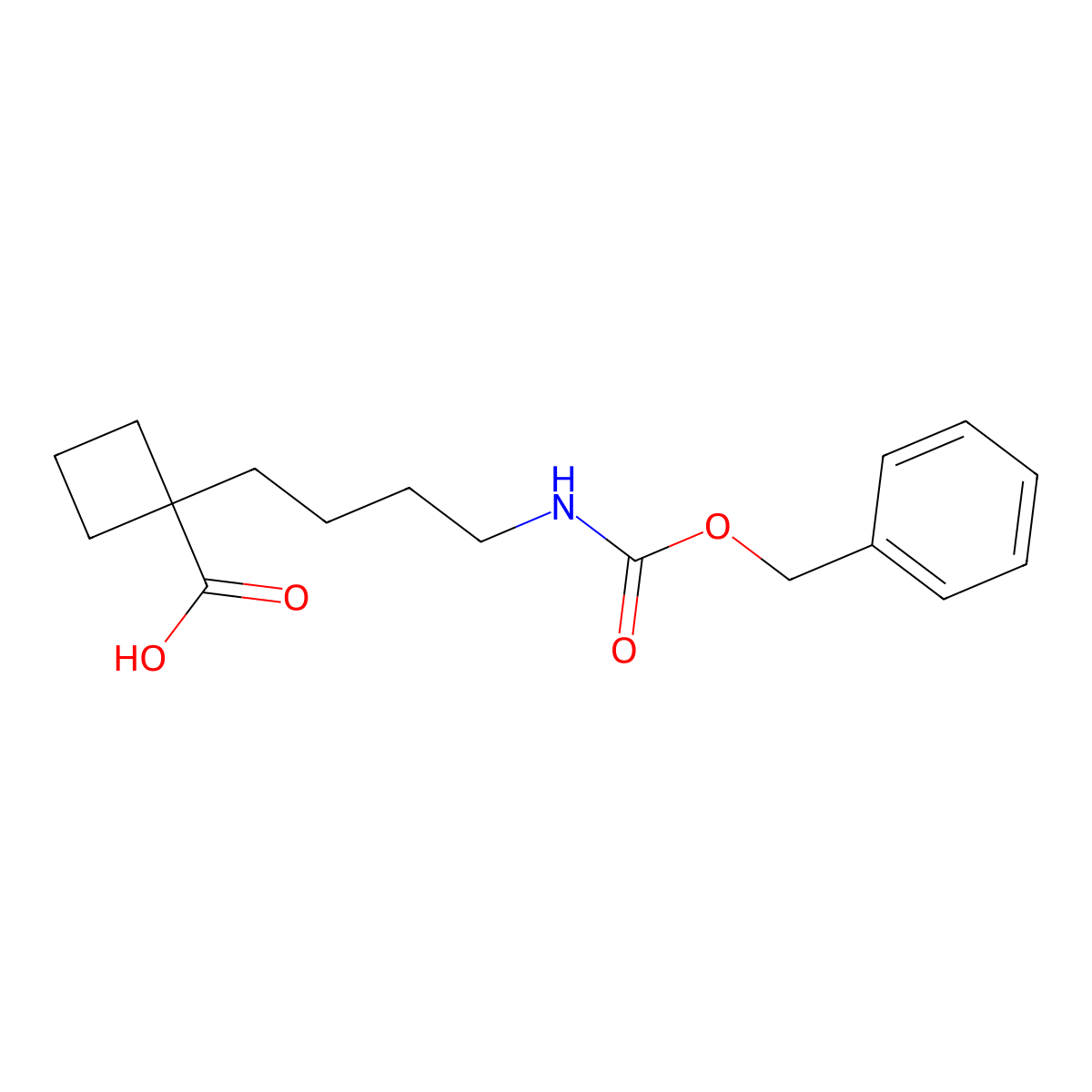 1-(4-{[(Benzyloxy)carbonyl]amino}butyl)cyclobutane-1-carboxylic acid molecular structure, CAS 2137562-97-9