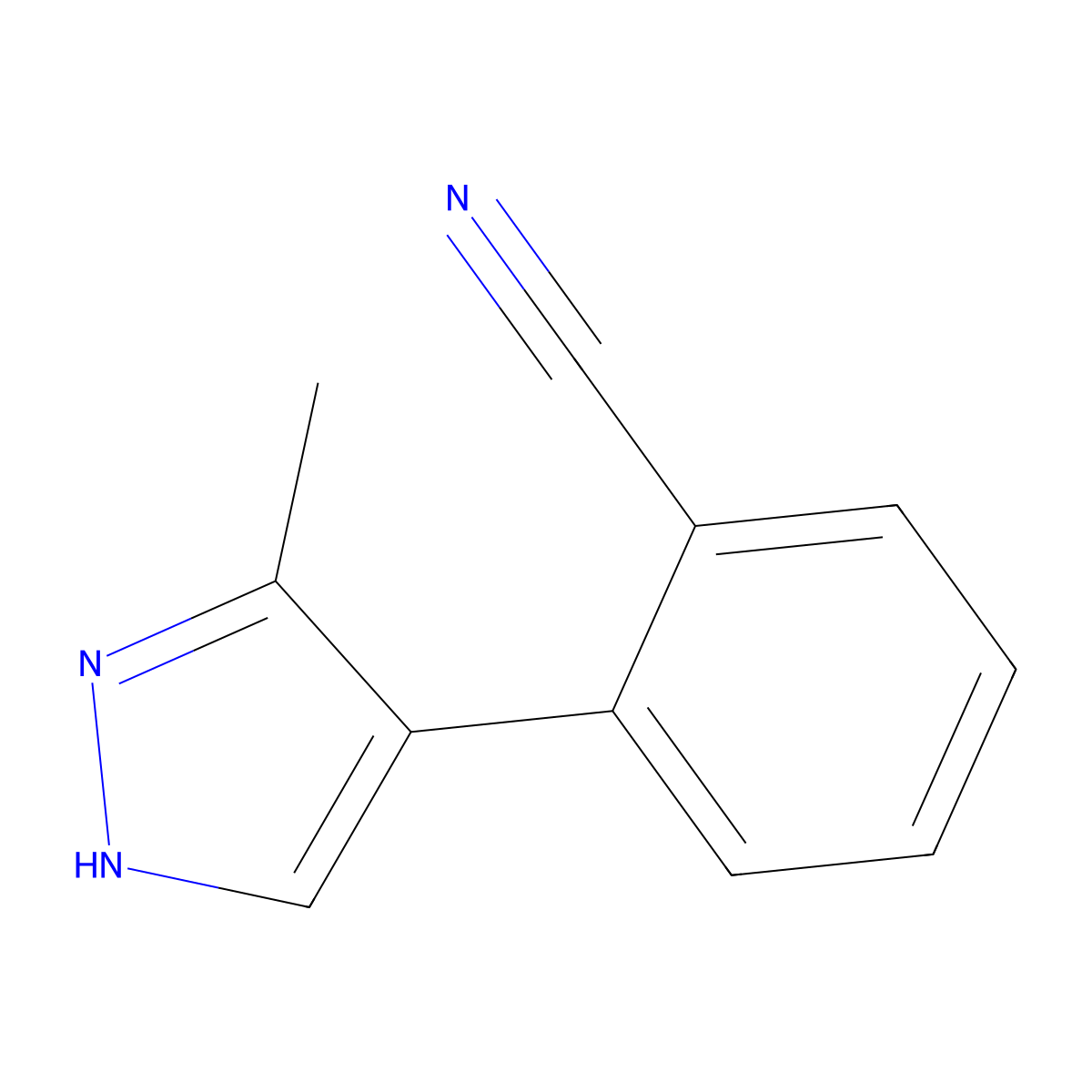 2-(3-methyl-1H-pyrazol-4-yl)benzonitrile molecular structure, CAS 2137563-56-3