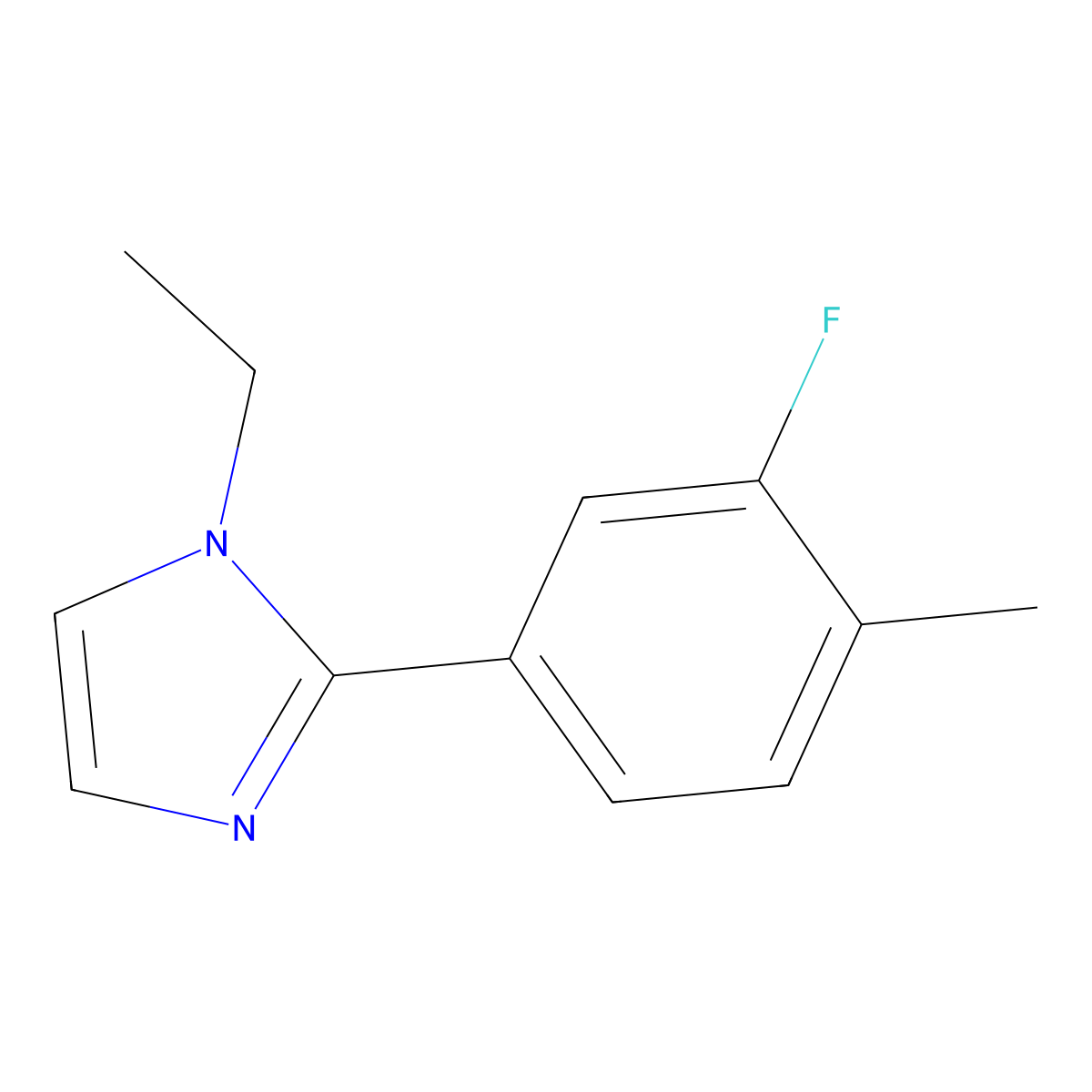 1-ethyl-2-(3-fluoro-4-methylphenyl)-1H-imidazole molecular structure, CAS 2137564-85-1