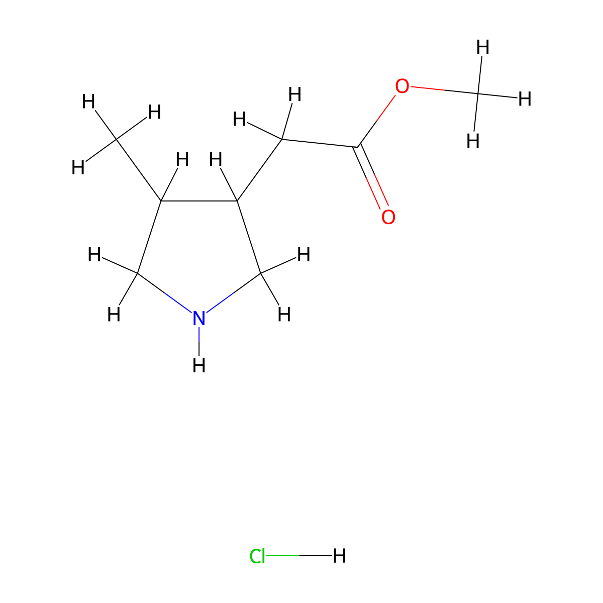 Methyl 2-(4-methylpyrrolidin-3-yl)acetate hydrochloride molecular structure, CAS 2137566-32-4