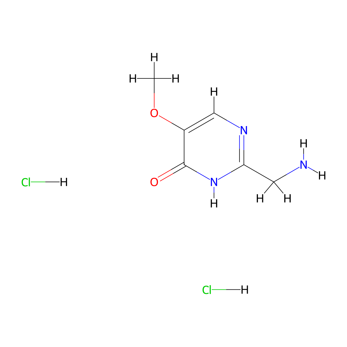 2-(Aminomethyl)-5-methoxypyrimidin-4-ol dihydrochloride molecular structure, CAS 2137567-07-6