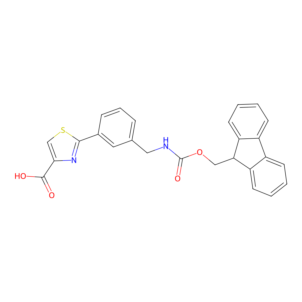 2-{3-[({[(9H-fluoren-9-yl)methoxy]carbonyl}amino)methyl]phenyl}-1,3-thiazole-4-carboxylic acid molecular structure, CAS 2137567-23-6