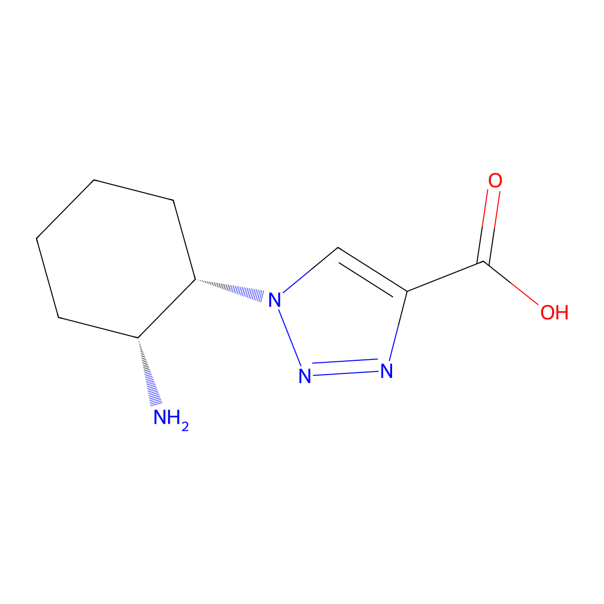 rac-1-[(1R,2S)-2-aminocyclohexyl]-1H-1,2,3-triazole-4-carboxylic acid molecular structure, CAS 2137567-73-6