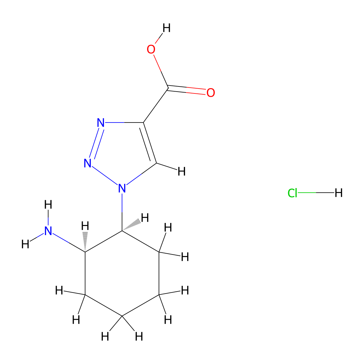 1-[(1S,2R)-2-Aminocyclohexyl]triazole-4-carboxylic acid;hydrochloride molecular structure, CAS 2137567-74-7