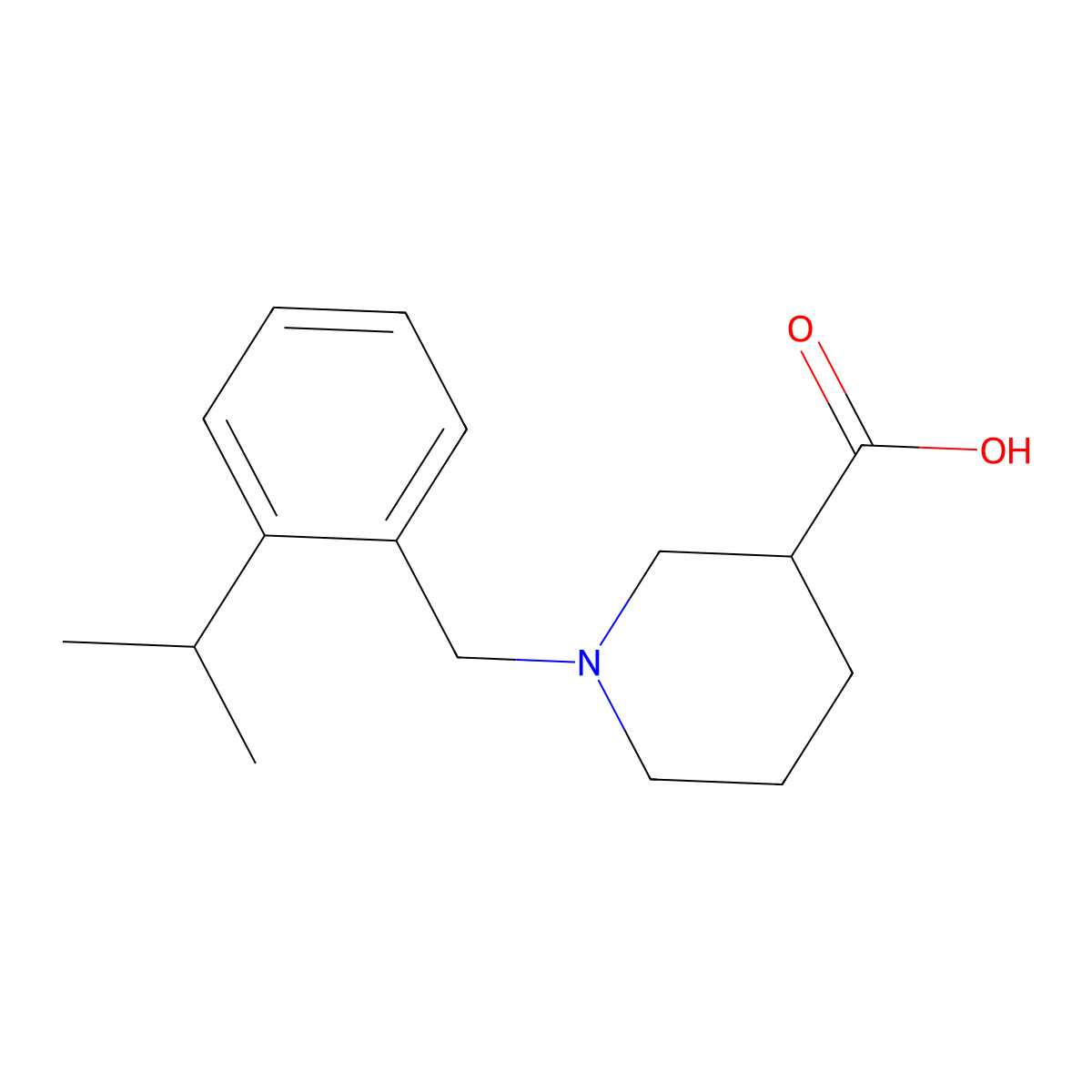 1-{[2-(Propan-2-yl)phenyl]methyl}piperidine-3-carboxylic acid molecular structure, CAS 2137567-81-6