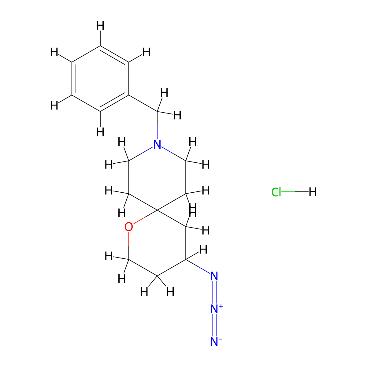 4-Azido-9-benzyl-1-oxa-9-azaspiro[5.5]undecane hydrochloride molecular structure, CAS 2137568-28-4
