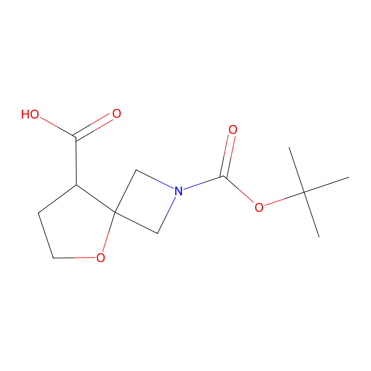 2-(tert-Butoxycarbonyl)-5-oxa-2-azaspiro[3.4]octane-8-carboxylic acid molecular structure, CAS 2137568-34-2