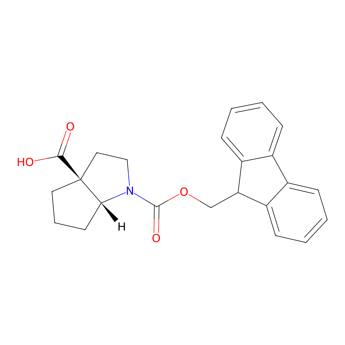 rac-(3aR,6aS)-1-(((9H-fluoren-9-yl)methoxy)carbonyl)-octahydrocyclopenta(b)pyrrole-3a-carboxylic acid molecular structure, CAS 2137568-86-4