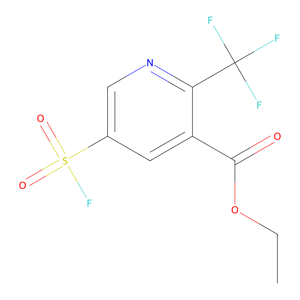 Ethyl 5-(fluorosulfonyl)-2-(trifluoromethyl)pyridine-3-carboxylate molecular structure, CAS 2137568-88-6