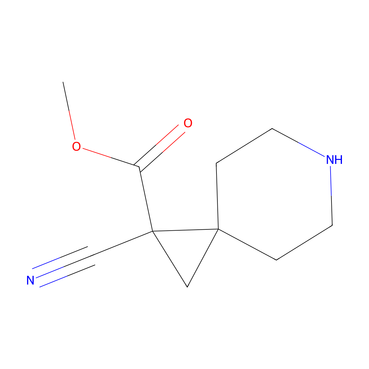 Methyl 1-cyano-6-azaspiro[2.5]octane-1-carboxylate molecular structure, CAS 2137569-38-9