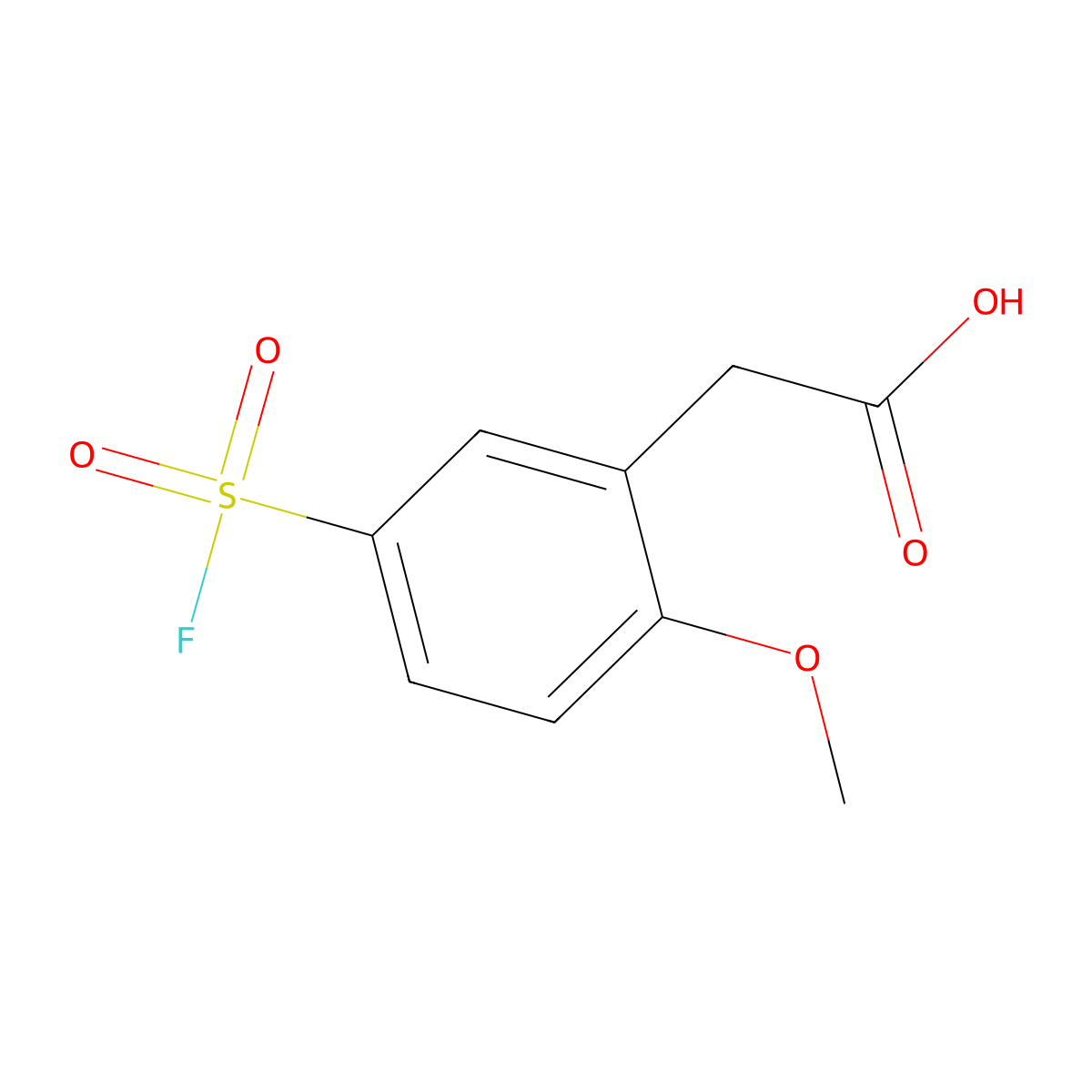 2-(5-(Fluorosulfonyl)-2-methoxyphenyl)acetic acid molecular structure, CAS 2137569-56-1