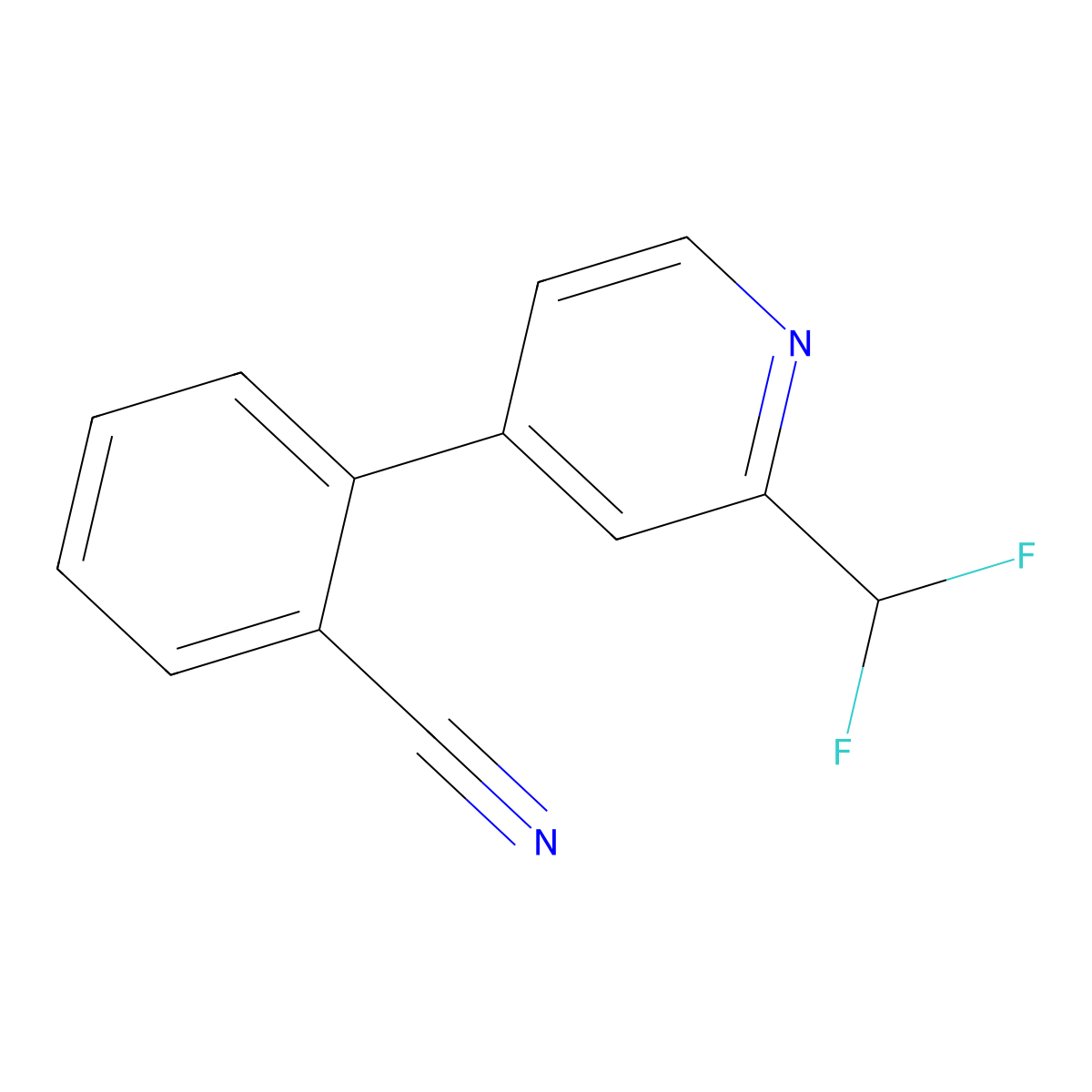 2-[2-(Difluoromethyl)pyridin-4-yl]benzonitrile molecular structure, CAS 2137569-95-8